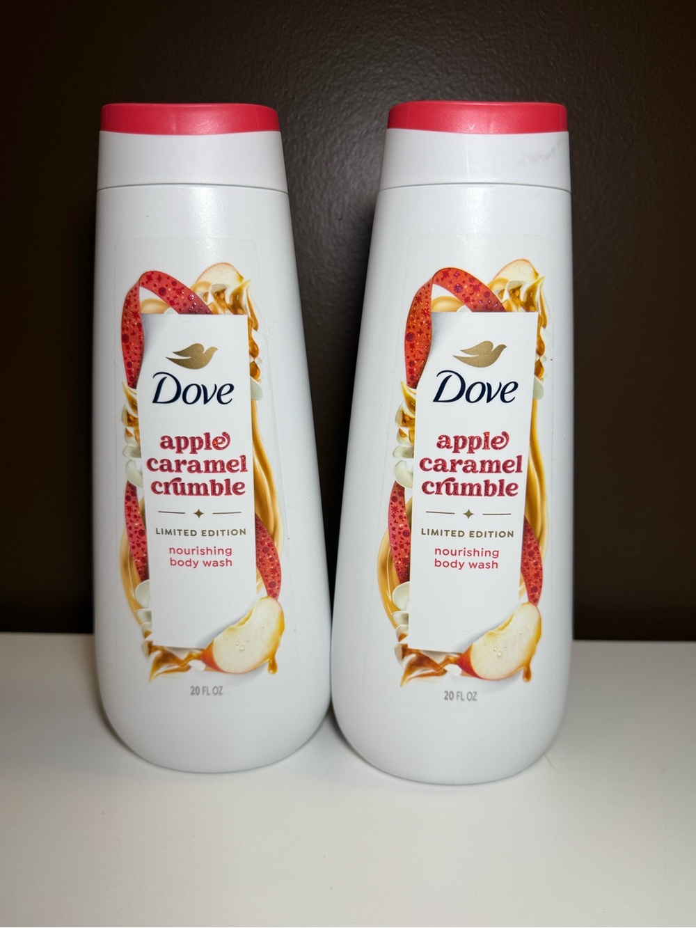 2 PACK Dove Apple Caramel Crumble Body Wash Limited Edition Holiday Treats 20oz